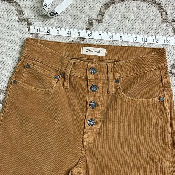 Madewell Cali Demi Boot Tan Corduroy Button-Fly Pants, size 25 - Picture 6 of 17